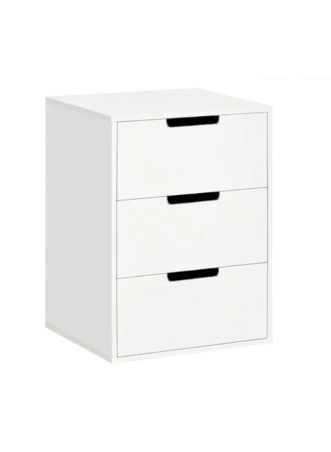 This white 3-drawer chest combines practicality and beauty in one modern design that adds a touch of calm and purity to any room.