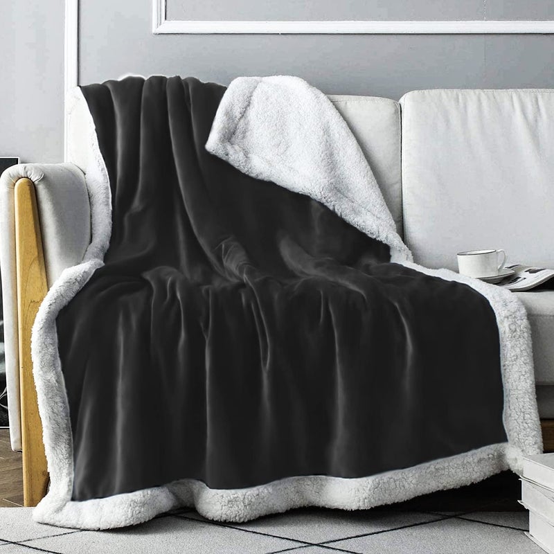 Everlasting Comfort Furry Sherpa Throw Blanket Soft Fluffy Fuzzy Plush Thick Minky Throws