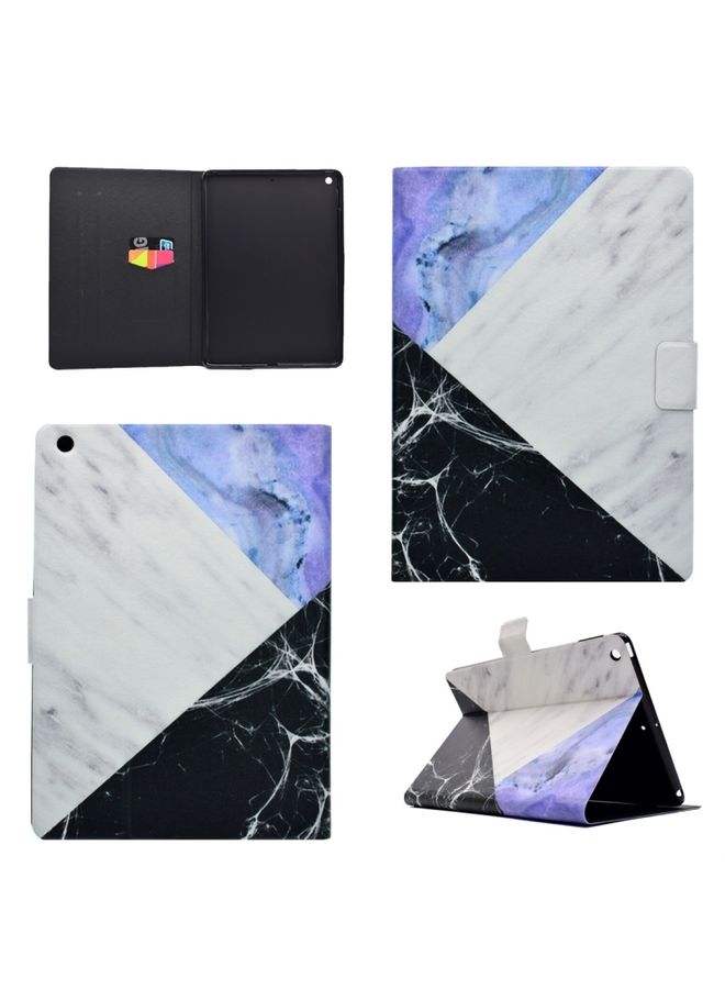 HuHa Case Cover For iPad 9.7 2017 TPU Horizontal Flip Leather Case with Holder & Card Slot & Sleep / Wake-up Function Blue White Stitching 
