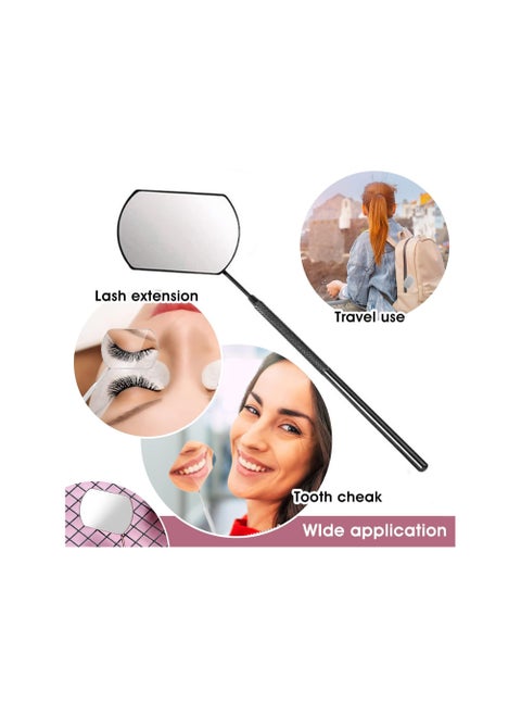 Lash Mirror Potable Eyelash Extensions Applicator Supplies 1 Piece Stainless Detachable False Eyelashes Mirror Multi-functional Mouth Examination Mirror Eye Make-up Tools (1 PC black)