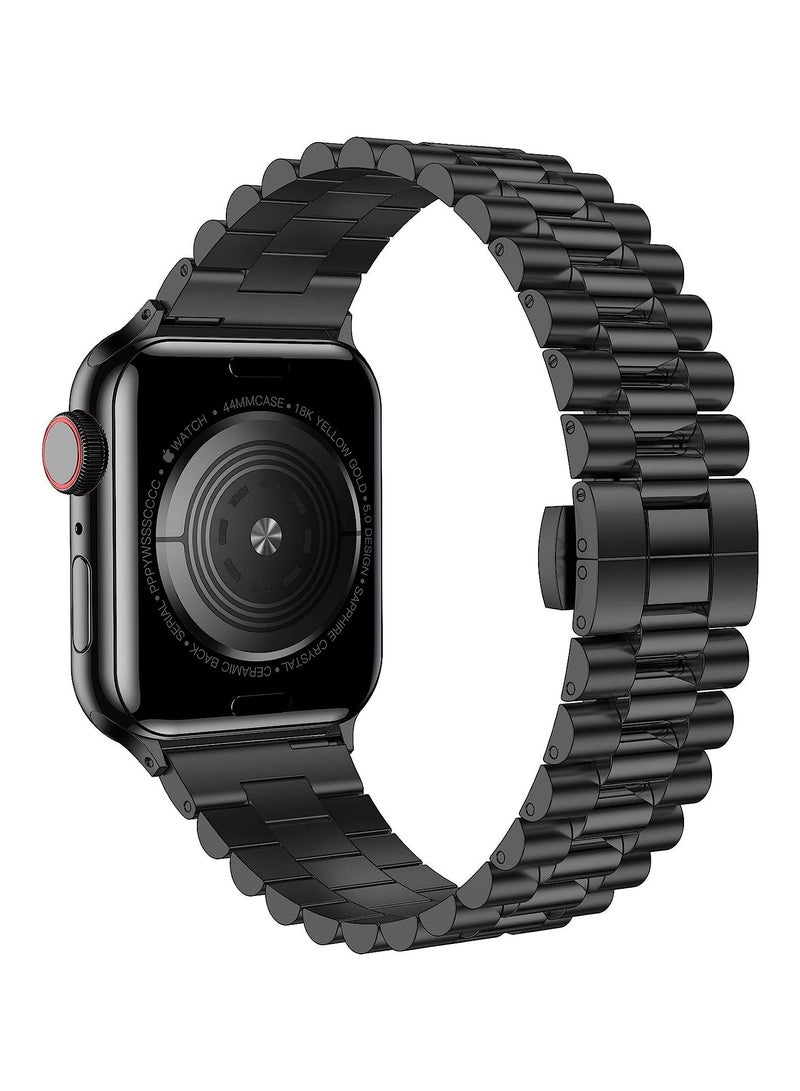 ELTRAZONE Compatible with Apple Watch Band Series 5 44mm 42mm, Stainless Steel iWatch Band with Butterfly Folding Clasp for iWatch Band Series 5/4/3/2/1 - Image 2