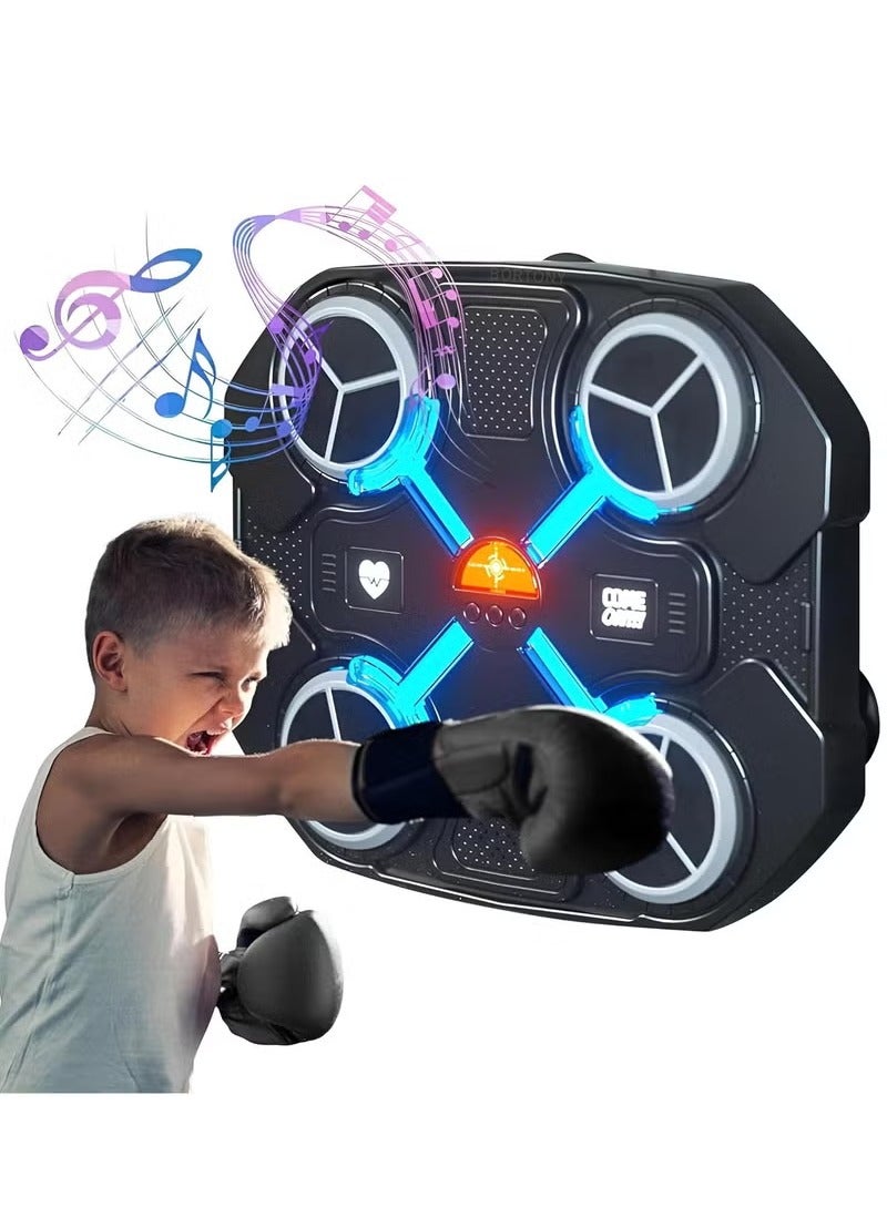 Music Boxing Machine for Kids Wall-Mounted Smart Punching Game Bluetooth & Gloves for Fun Fitness - Image 1