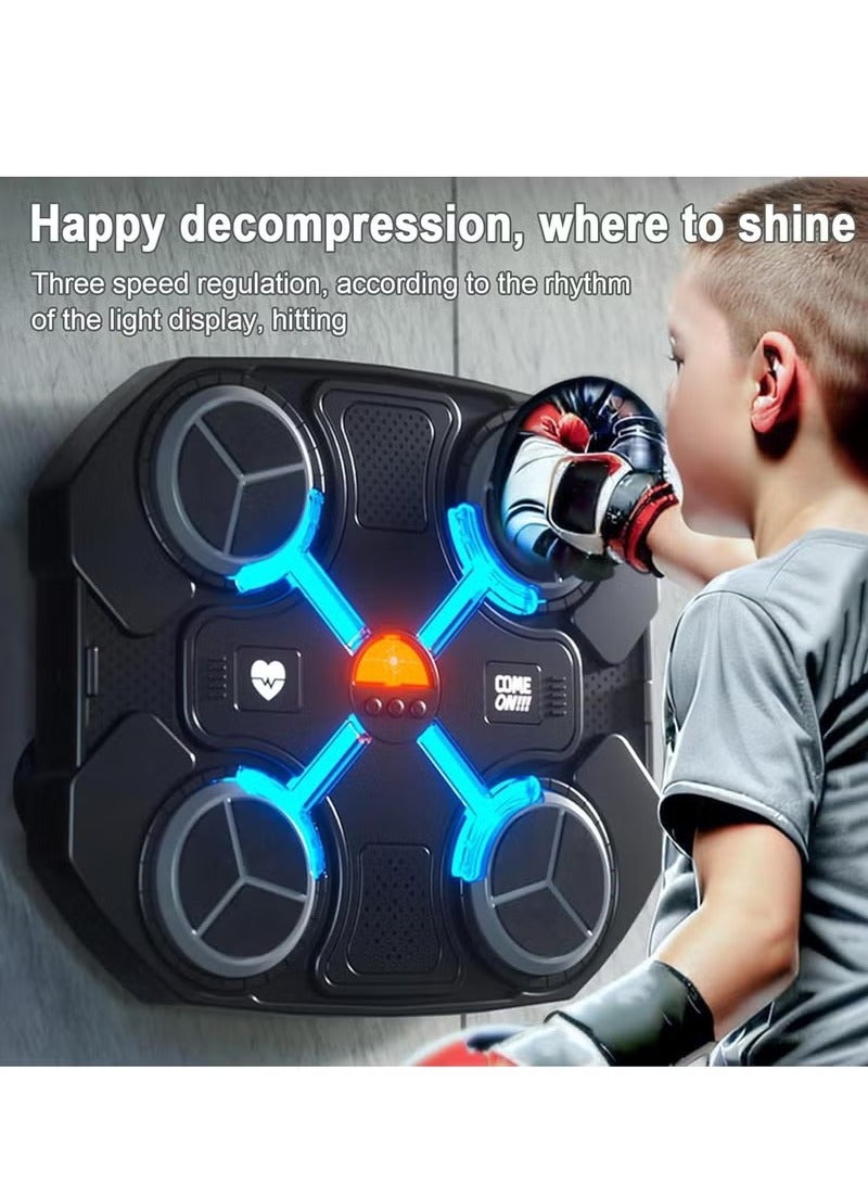 Music Boxing Machine for Kids Wall-Mounted Smart Punching Game Bluetooth & Gloves for Fun Fitness - Image 3