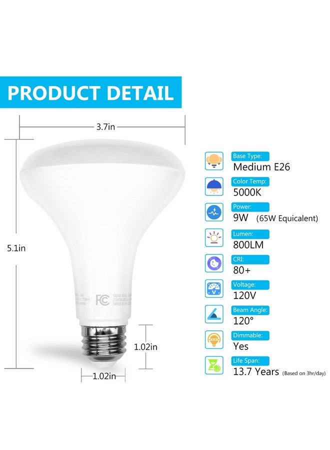 DAYBETTER BR30 LED Light Bulbs Indoor Flood Light, 6Pack 5000K Daylight White LED Bulb 65W Equivalent, Dimmable, E26 Base, 800LM, Recessed Can Bulb for Living Room Bedroom Dining Room Bathroom - Image 2