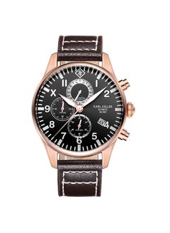 Men's Chronograph Round Shape Leather Wrist Watch KKAV8204 - 43 Mm