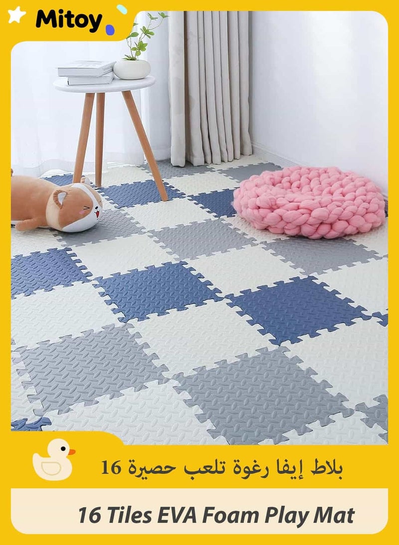 Mitoy 16 Tiles EVA Foam Play Mat, 1.5cm Thicked Interlocking Kids Floor Mats, Soft Non-Toxic  Baby Play mats for Gym, Nursery, Playroom, Squares Foam Floor Mats for Kids Toddlers, & Babies - Image 1