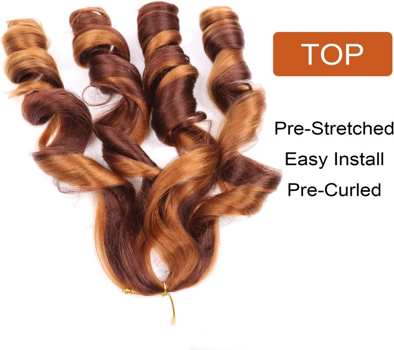Lianzi French Curly Braiding Hair 18 Inch 8 Packs Curly Braiding Hair Pre Stretched for Box Braids French Curls Crochet Braids Bouncy Loose Wavy Synthetic Braiding Hair Extensions (30/33) - Image 4