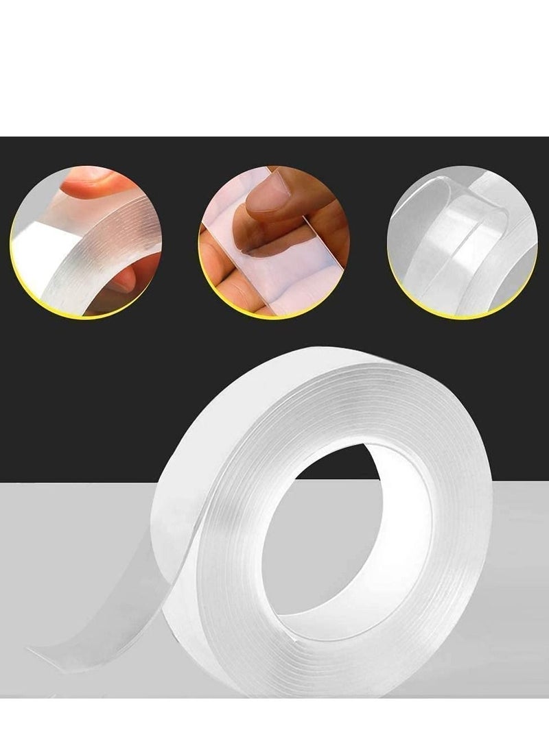 Meetion 1pc Double Sided Tape Heavy Duty , Multipurpose Removable Mounting Tape Adhesive Grip,Washable Strong Sticky Wall Tape Strips Transparent Tape Poster Carpet Tape for Paste Items,Household (3m*3cm*2mm) - Image 1