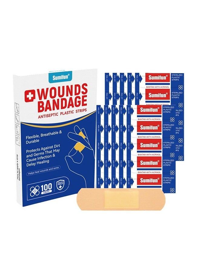 سوميفون 100 قطعة إسعافات أولية يمكن التخلص منها - للإسعافات الأولية ومستلزمات العناية بالجروح ، تساعد الحماية القابلة للتنفس على منع عدوى الجرح - الإسعافات الأولية المنزلية - Image 1