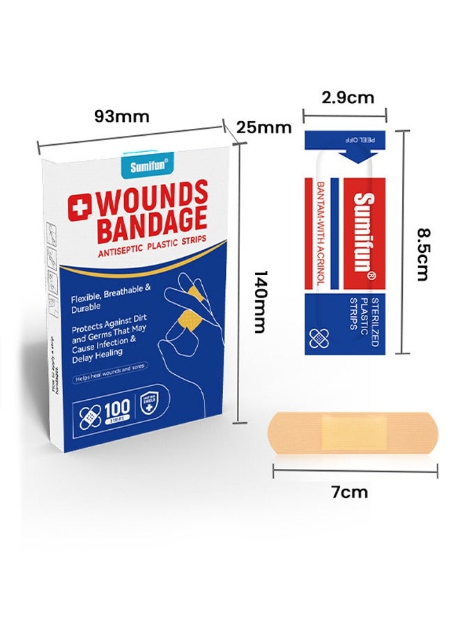 سوميفون 100 قطعة إسعافات أولية يمكن التخلص منها - للإسعافات الأولية ومستلزمات العناية بالجروح ، تساعد الحماية القابلة للتنفس على منع عدوى الجرح - الإسعافات الأولية المنزلية - Image 2