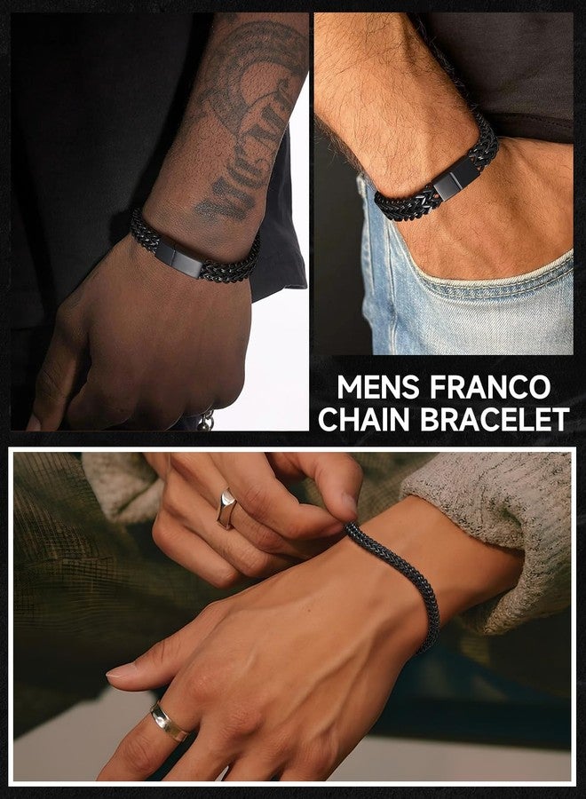 ChainsHouse Cuban Link Bracelet for Men Black 316L Stainless Steel Bracelet Wrist Band for Men 12MM 8.3 Inches - Image 2