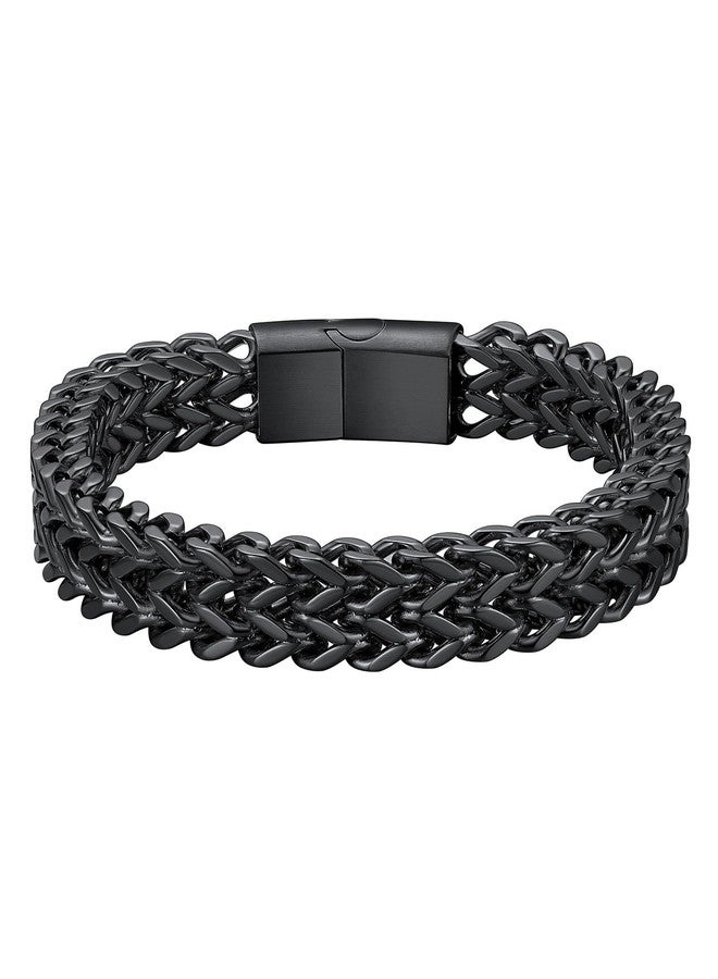 ChainsHouse Cuban Link Bracelet for Men Black 316L Stainless Steel Bracelet Wrist Band for Men 12MM 8.3 Inches - Image 1