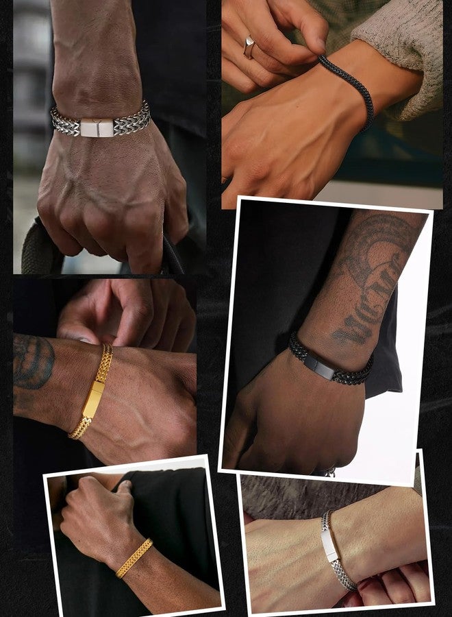 ChainsHouse Cuban Link Bracelet for Men Black 316L Stainless Steel Bracelet Wrist Band for Men 12MM 8.3 Inches - Image 3