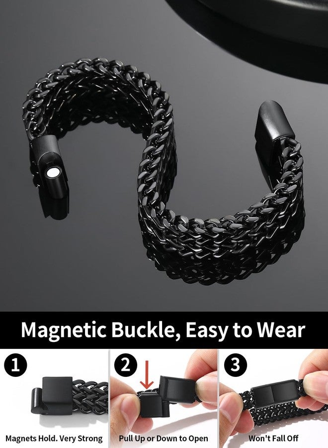 ChainsHouse Cuban Link Bracelet for Men Black 316L Stainless Steel Bracelet Wrist Band for Men 12MM 8.3 Inches - Image 5