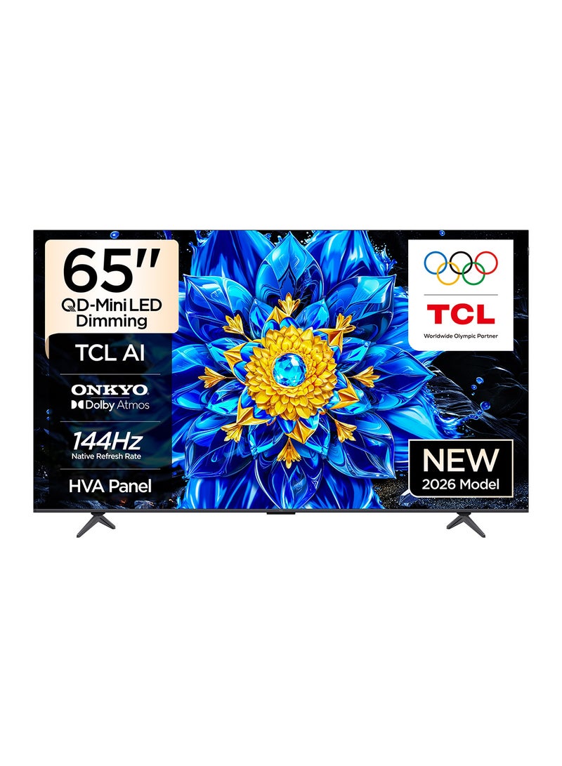 TCL 65 Inch 4K QD-Mini LED Dimming Google Smart TV, 144Hz Refresh Rate, 93% DCI-P3, AiPQ Pro, Slim & Uni-body Design (2026 Model), 65P8L Black - Image 1