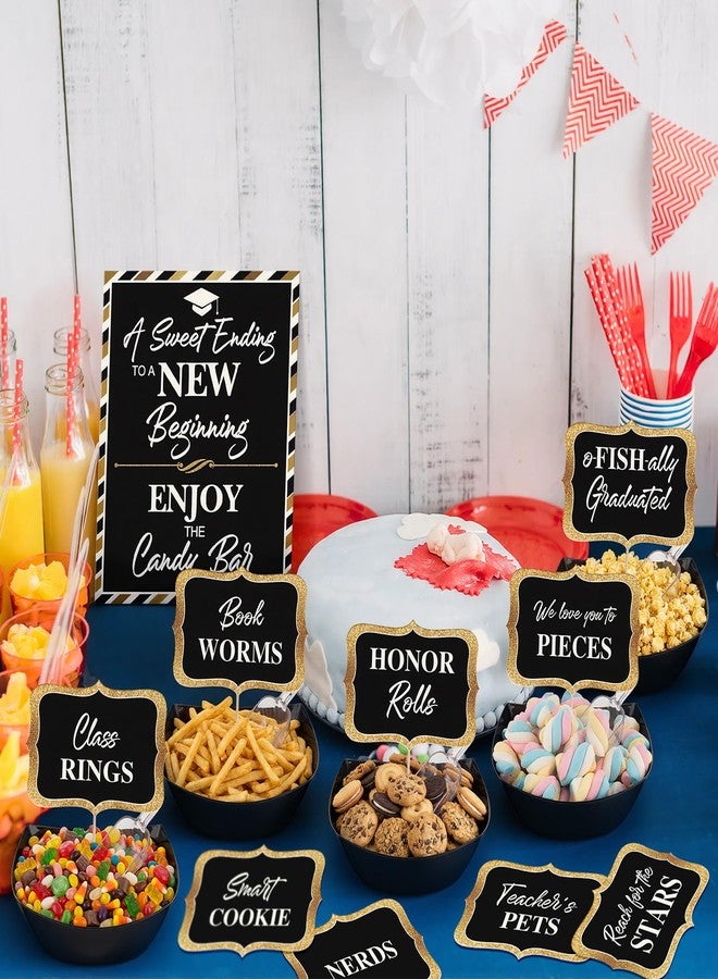 Meanplan 10 Sets 2026 Graduation Candy Buffet Supplies Kit Candy Bar Buffet Sign Congrats Grad Banner Plastic Bowls Spoons Party Decorations for Graduation Celebration (Classic,Black) - Image 5