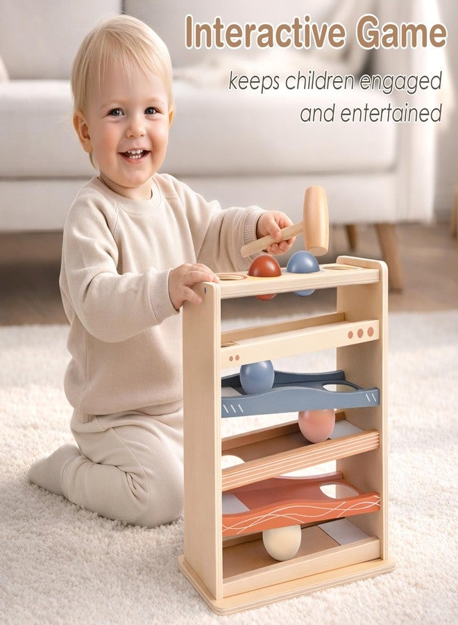 Vanplay Ball Drop Toys for One Year Old Boy Girls Birthday Gifts, Montessori Toys for 1 2 Year Old, Wooden Hammer Rolling Ball Toys for Toddlers 1-3, Cause and Effect Toys for Baby 12M+ First Gifts - Image 2