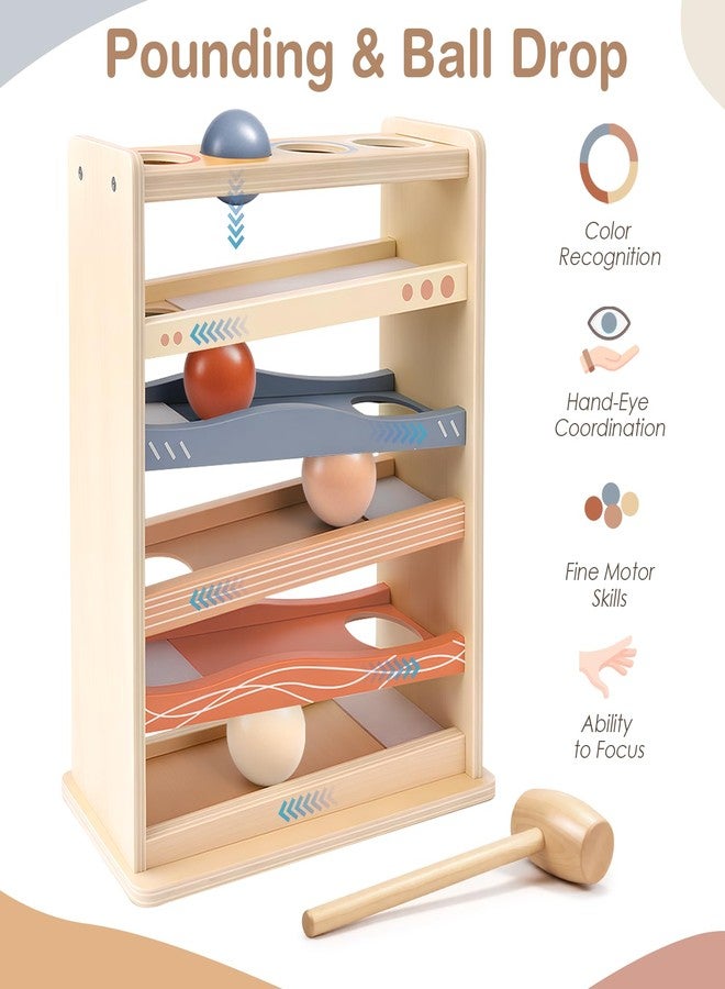 Vanplay Ball Drop Toys for One Year Old Boy Girls Birthday Gifts, Montessori Toys for 1 2 Year Old, Wooden Hammer Rolling Ball Toys for Toddlers 1-3, Cause and Effect Toys for Baby 12M+ First Gifts - Image 3