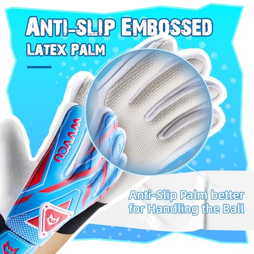 WVVOU Goalkeeper Gloves for Kids Youth, Soccer Goalie Gloves with Double Protection, Anti-Slip Soccer Gloves, Super Grip - Image 3