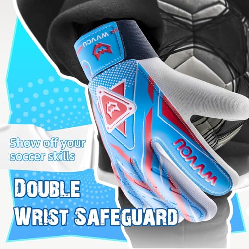 WVVOU Goalkeeper Gloves for Kids Youth, Soccer Goalie Gloves with Double Protection, Anti-Slip Soccer Gloves, Super Grip - Image 2