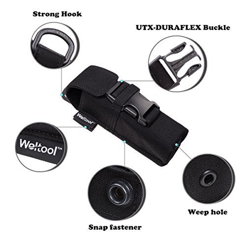 Weltool FH2 Flashlight Holster, Cordura Fabric with UTX-DURAFLEX Buckle, Molle System - Image 2