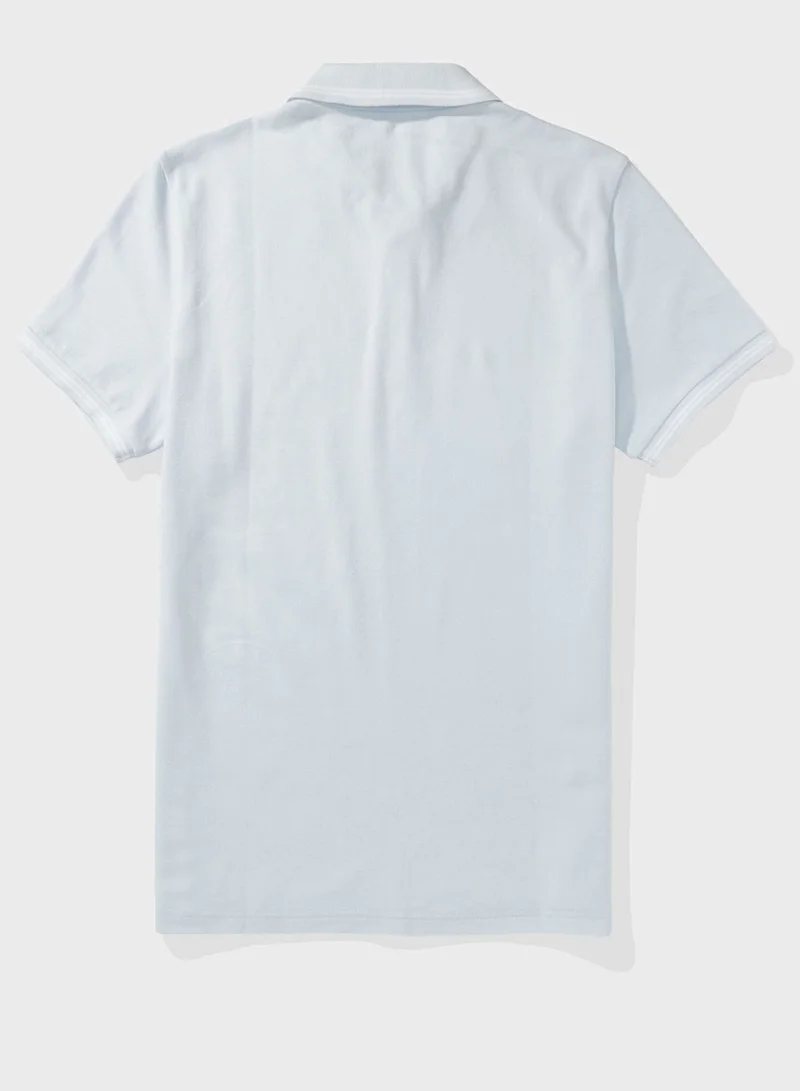 American Eagle Collar Line Logo Detail Short Sleeve Polo Shirt