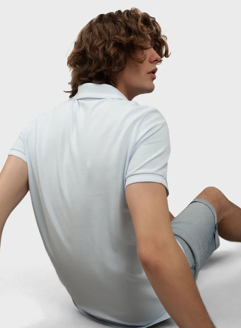 American Eagle Collar Line Logo Detail Short Sleeve Polo Shirt