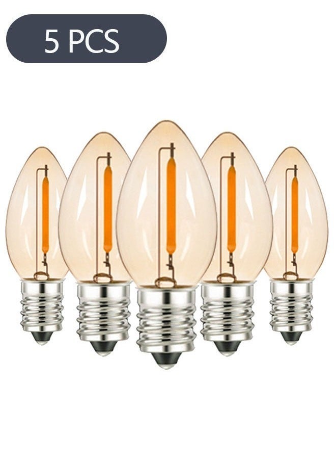 5-Piece E12 LED Bulb, Candle Bulbs 0.5W, Chandelier Bulbs Night Light Bulbs, Amber Glass Filament Bulb 2200K for Home - Image 1