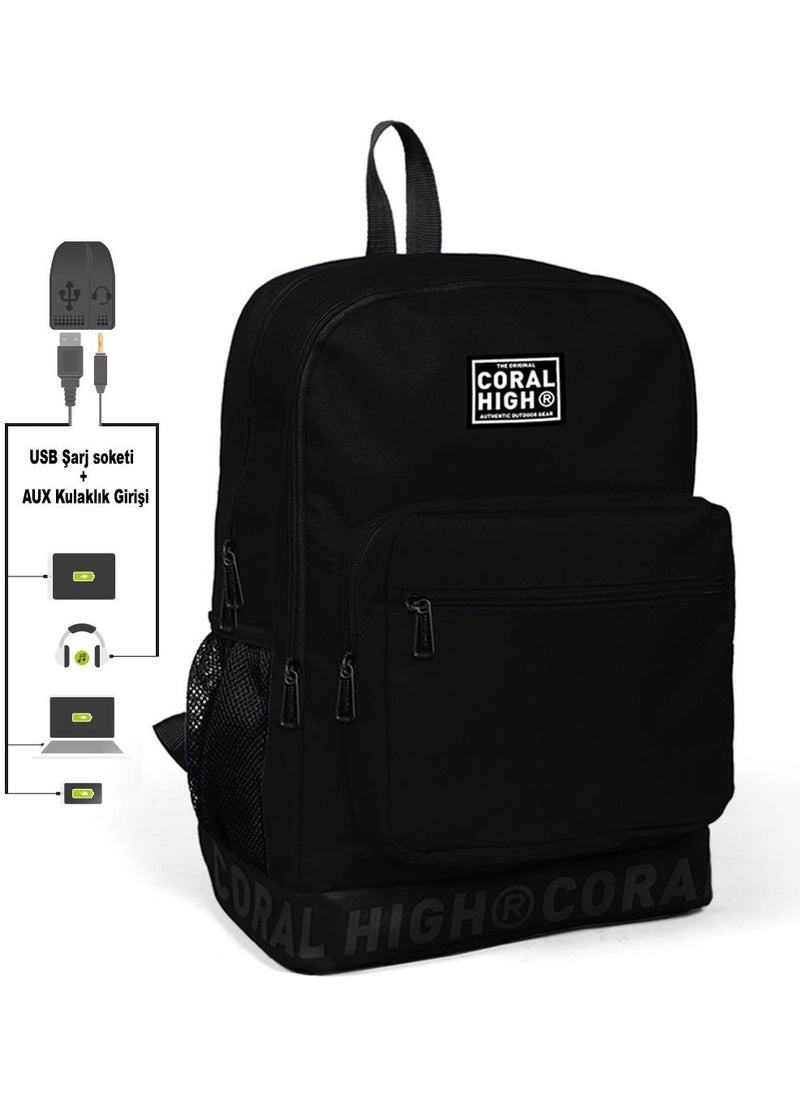 Black Backpack with Embroidery Logo and USB Charging Headphone Output 24110 - pzsku/Z1D1EE027601522C22674Z/45/_/1725723954/a37fb9c9-d8e4-4834-a25d-1f67179960a9