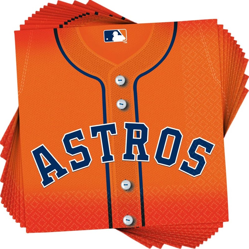 Amscan Houston Astros Orange Luncheon Paper Napkins 65 x 65 Pack Of 36 Vibrant Sturdy Soft EcoFriendly Napkins Perfect For Astros Fans Themed Celebrations - Image 2
