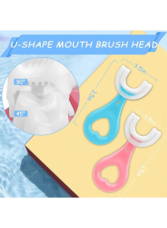 LIVQORA 2-Pack U-Shaped Baby Toothbrush Set, Soft Silicone Brush Head for 360° Oral Cleaning, Ideal for Toddlers 2-6 Years (Pink & Blue) - Image 3