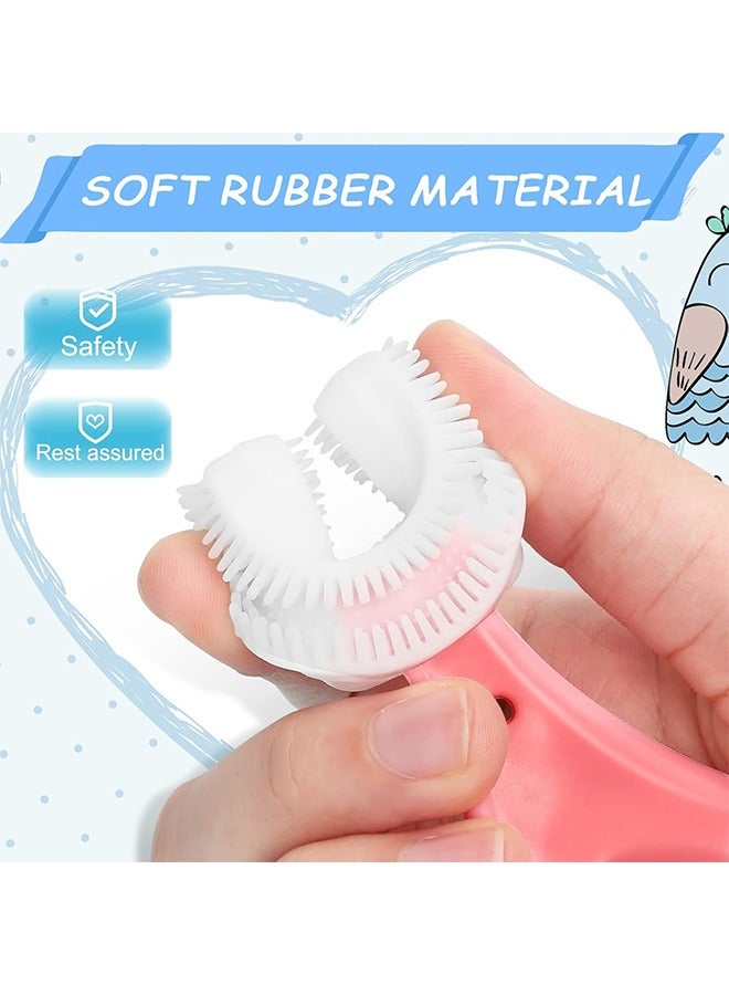 LIVQORA 2-Pack U-Shaped Baby Toothbrush Set, Soft Silicone Brush Head for 360° Oral Cleaning, Ideal for Toddlers 2-6 Years (Pink & Blue) - Image 4