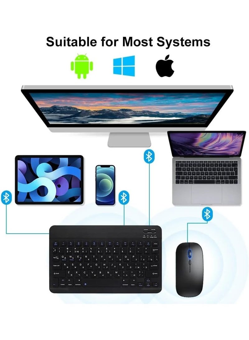 MUDISO Ultra-Slim Bluetooth Keyboard Portable Mini Wireless Keyboard Rechargeable for Apple iPad iPhone Samsung Tablet Phone Smartphone iOS Android Windows (10 inch Black) - Image 3