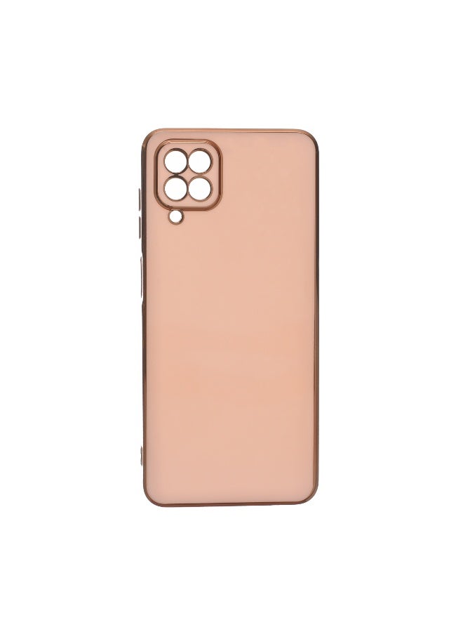 Silicone Case Anti-Shookprof With A Modern Streamlined Design And Gold Electroplated Edges Compatible with Samsung A12 Bink - Image 1