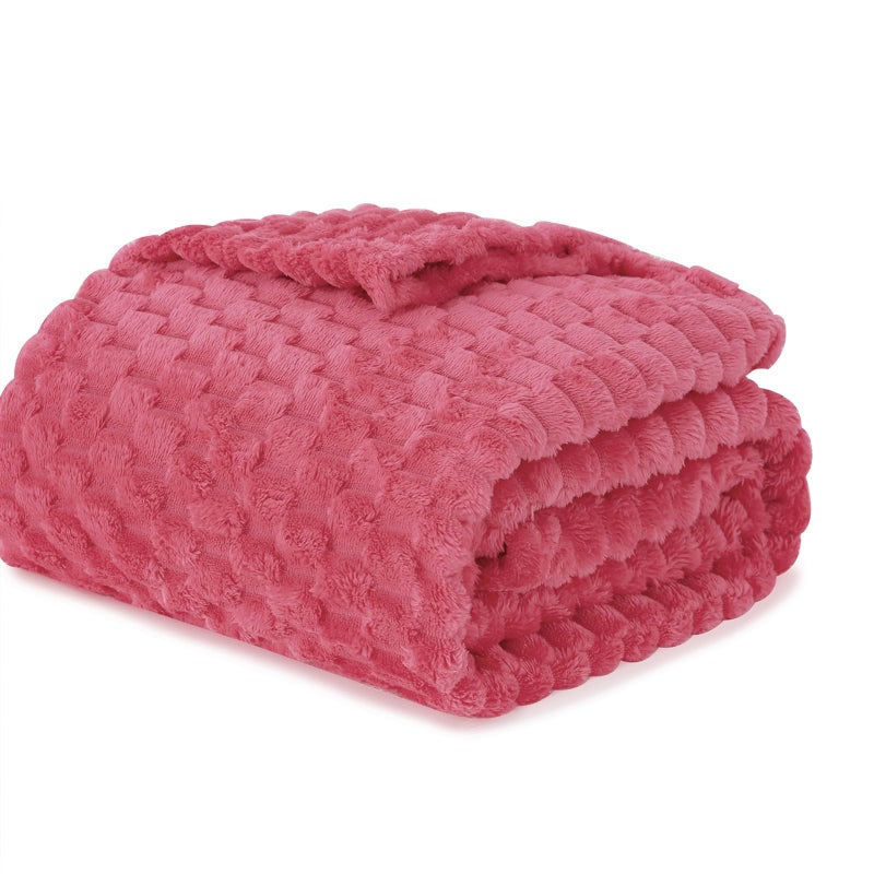 Puncuntex Rose Pink Throw Blanket 50"Ã—60" inches Gifts for Mom Fuzzy 3D Jacquard Decorative Flannel Fleece Super Soft Plush Cozy Blanket for Couch Sofa Chair Lightweight - Image 2