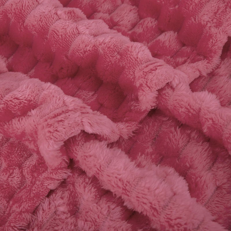 Puncuntex Rose Pink Throw Blanket 50"Ã—60" inches Gifts for Mom Fuzzy 3D Jacquard Decorative Flannel Fleece Super Soft Plush Cozy Blanket for Couch Sofa Chair Lightweight - Image 5