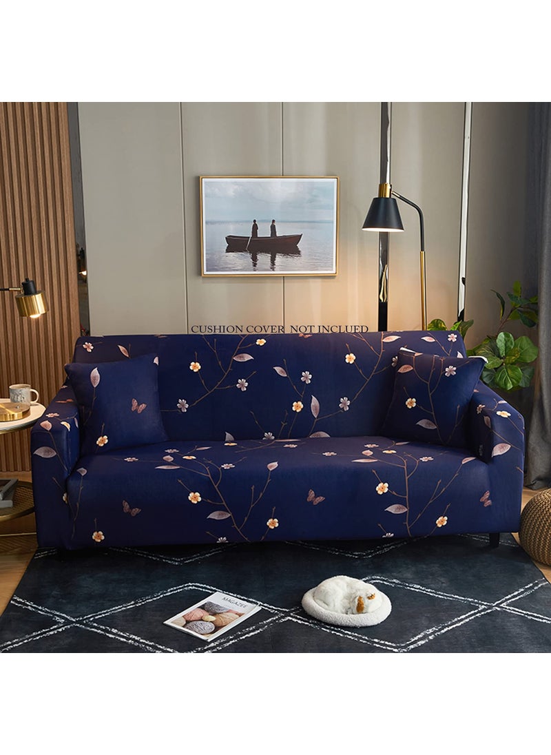 HOUSE OF QUIRK - House of Quirk Universal Triple Seater Sofa Cover Big Elasticity Cover for Couch 140 GSM Sofa Slipcover (Dark Blue Butterfly, 195-230cm) - Image 1