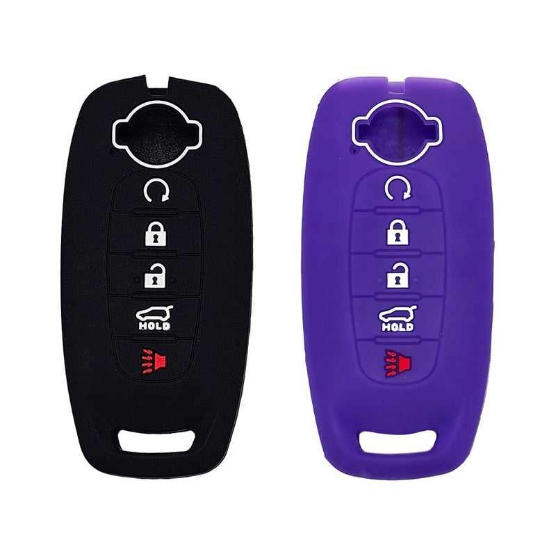 Autobase Silicone Key Fob Cover for 2023 2024 2025 Nissan Rogue Pathfinder Sentra Rubber Remote Key Fob Protector Case with 5 Buttons Black and Purple 2 Pcs - Image 3