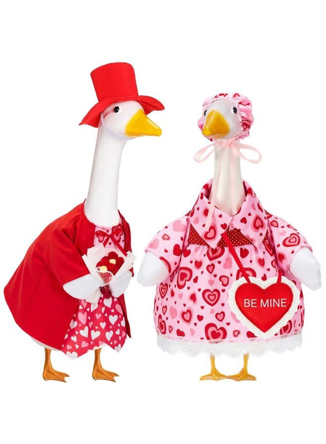 Bafeil Set of 2 Porch Goose Outfits Valentine's Day for 23-Inch Cement/Plastic Lawn Goose Statues - Be Mine Love Heart Print Clothes, Hats & Costumes for Yard, Garden & Outdoor Decor - Image 1