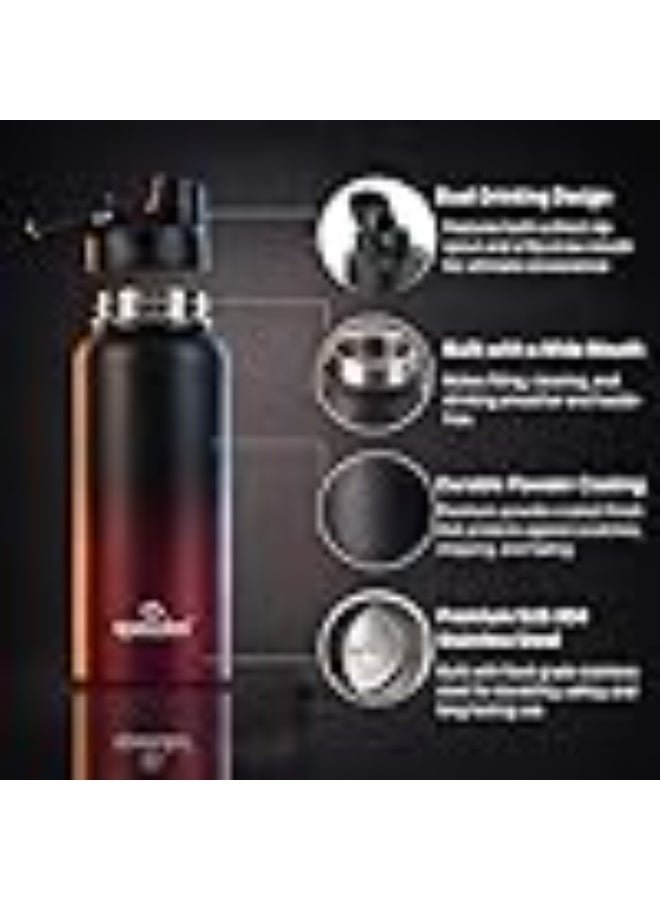 Speedex Vacuum Insulated Stainless Steel Water Bottle 1 Litre (1000ml / 1L / 1 Ltr) with 2-in-1 Lid (Straw & Spout), Hot & Cold Leakproof Thermosteel Travel Flask for Office, Gym & School (Black-Wine) - Image 2