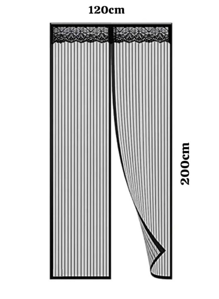 Magnetic Screen Door, Suitable For Doors Up  With Magnet Mute Mesh Curtains And Full Frame Fit Mosquito Screens-black c - Image 1