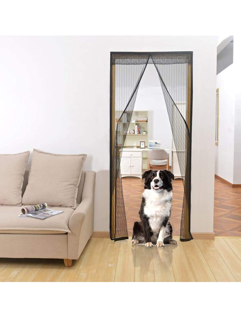Magnetic Screen Door, Suitable For Doors Up  With Magnet Mute Mesh Curtains And Full Frame Fit Mosquito Screens-black c - Image 2