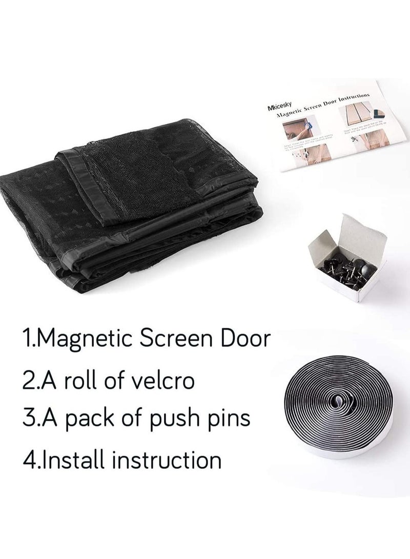 Magnetic Screen Door, Suitable For Doors Up  With Magnet Mute Mesh Curtains And Full Frame Fit Mosquito Screens-black c - Image 3