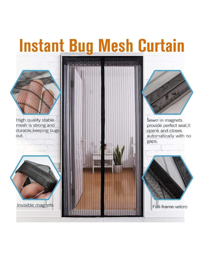 Magnetic Screen Door, Suitable For Doors Up  With Magnet Mute Mesh Curtains And Full Frame Fit Mosquito Screens-black c - Image 5