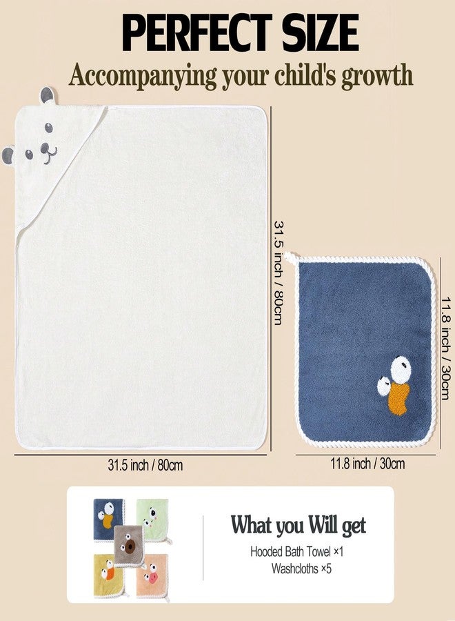 BEFACL 2 Pack Baby Towels with Hood and 5 Baby Washcloths, for Newborn Unisex, 31.5x31.5 in Ultra Absorbent Soft Hooded Bath Towel Set Gift for Boys Girls, Babies, Infant, Toddler, Newborn Essential - Image 3