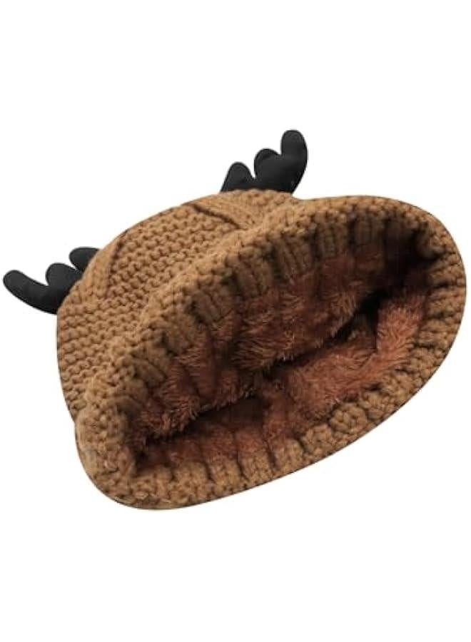 Cute Reindeer Moose Hat Winter Warm Knitted Beanie Cap  Antler Beanie Ski Skull Cap for Women Men - Image 3