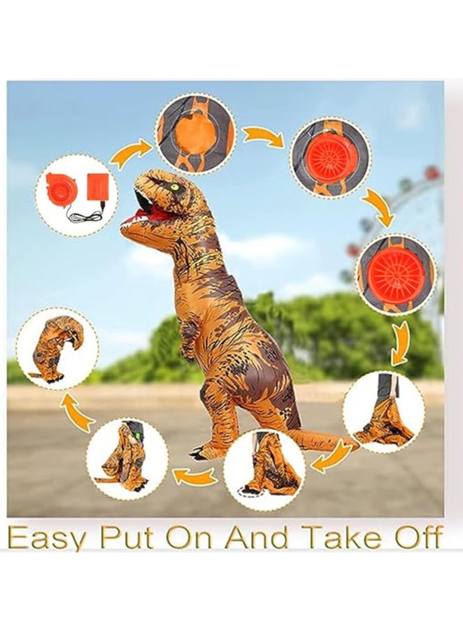 AUTOYSUR زي ديناصور قابل للنفخ للبالغين والأطفال، بدلة ديناصور فاخرة قابلة للنفخ، زي ديناصور تريكس كامل الجسم لحفلات الهالوين التنكرية - Image 2