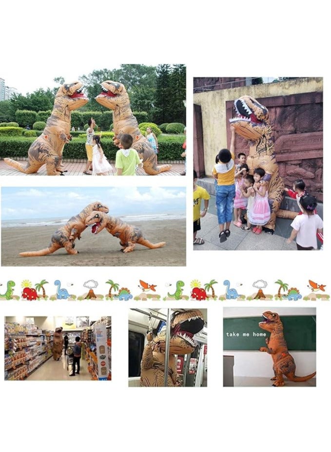 AUTOYSUR زي ديناصور قابل للنفخ للبالغين والأطفال، بدلة ديناصور فاخرة قابلة للنفخ، زي ديناصور تريكس كامل الجسم لحفلات الهالوين التنكرية - Image 5
