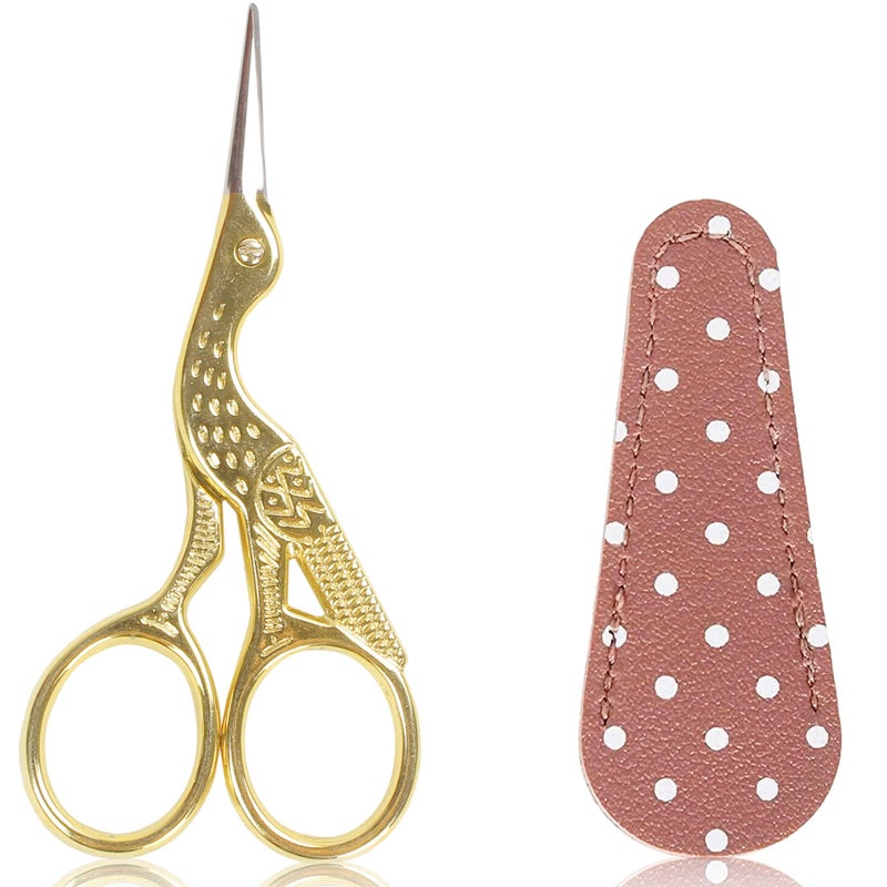 BIHRTC 3.6inch Little Embroidery Scissors Sharp Stainless Steel Tip Cross Stitch Scissors for Office Home Manual Sewing Handicraft DIY Tool Art Work Needlepoint Crochet Vintage Detail Shears - Image 1