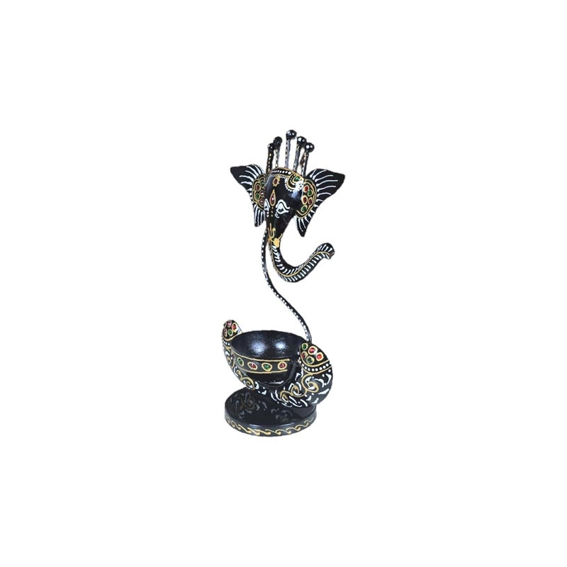 Parshivi Handicrafts Handcrafted Metal Ganesha Tealight Candle Holder Stand for Home Decoration FigurineIdol Showpiece Perfect for DiwaliPooja RoomLiving RoomTable Deocr Black Gold